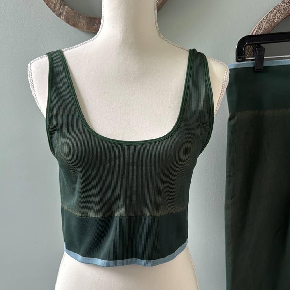 Outdoor Voices Forest Green Ribbed Crop Top